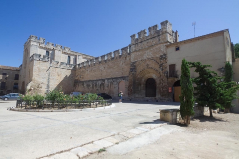 04613-general-view-of-the-entire-facade-of-the-monastery-of-santes-creus-catalonia Reial Monestir de Santes Creus