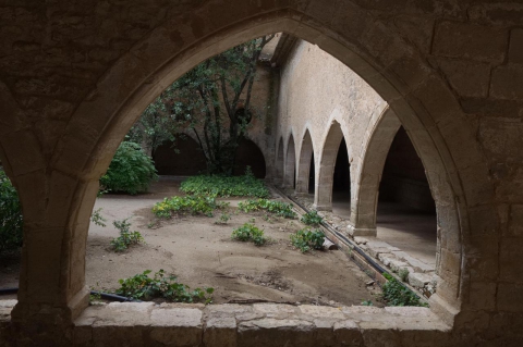 04630-detail-of-the-romanesque-cloister-of-the-royal-monastery-of-santes-creus-catalonia Reial Monestir de Santes Creus