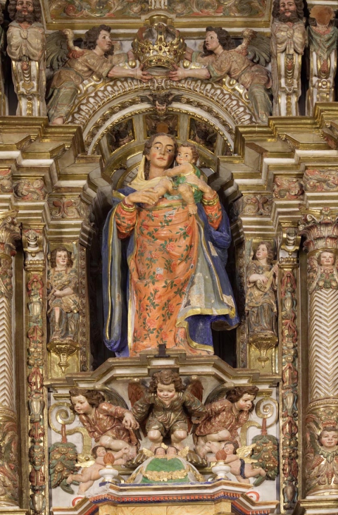 04659-detail-st-michel-of-the-gothic-altarpiece-of-the-church-of-the-royal-monastery-of-santes-creus-catalonia Reial Monestir de Santes Creus
